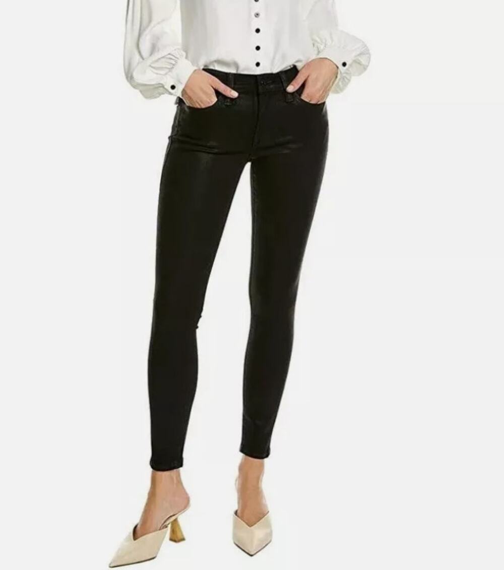 Hudson Black Pandora Wash Natalie Mid Rise Super Skinny Jeans Womens 32 Shimmer